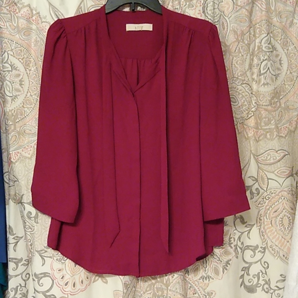 LOFT Burgundy Blouse Med